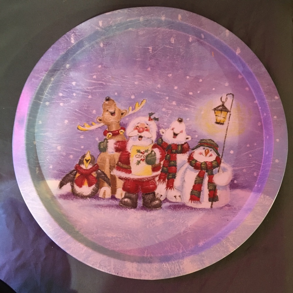 Festive Christmas Plate with Santa and Friends